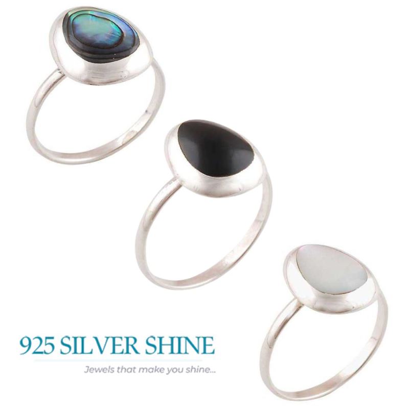 925 Sterling Silver Handmade Rings In Abalone Shell Gemstone Jewelry 925SR2920_2