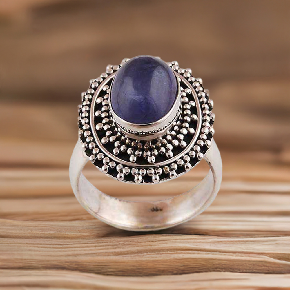 925 Sterling Silver Rings In Lapis Gemstone Jewelry 925SR2923