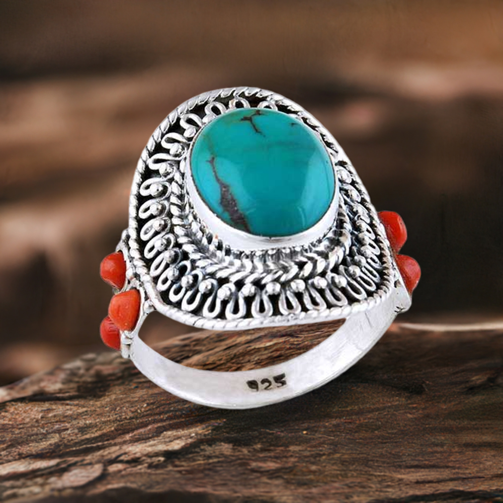 925 Sterling Silver Handmade Rings In Multi Gemstone Jewelry 925SR2931