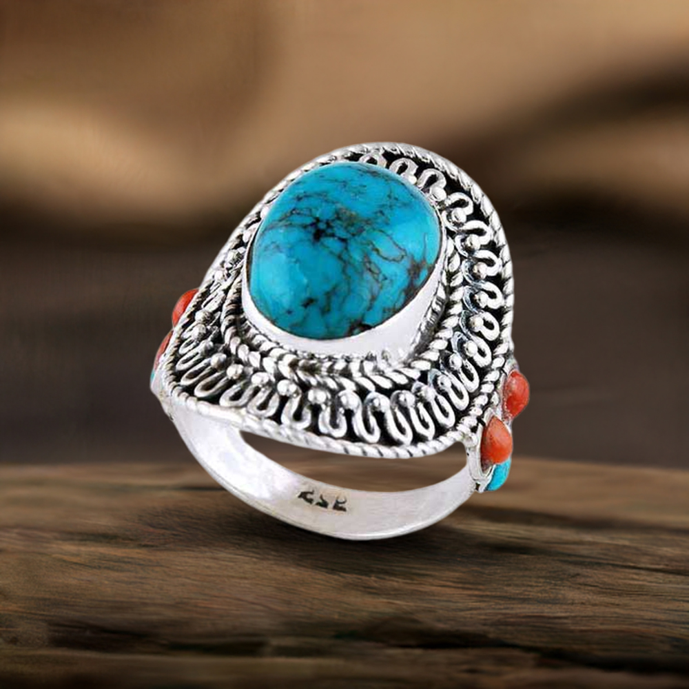 925 Sterling Silver Handmade Rings In Multi Gemstone Jewelry 925SR2932