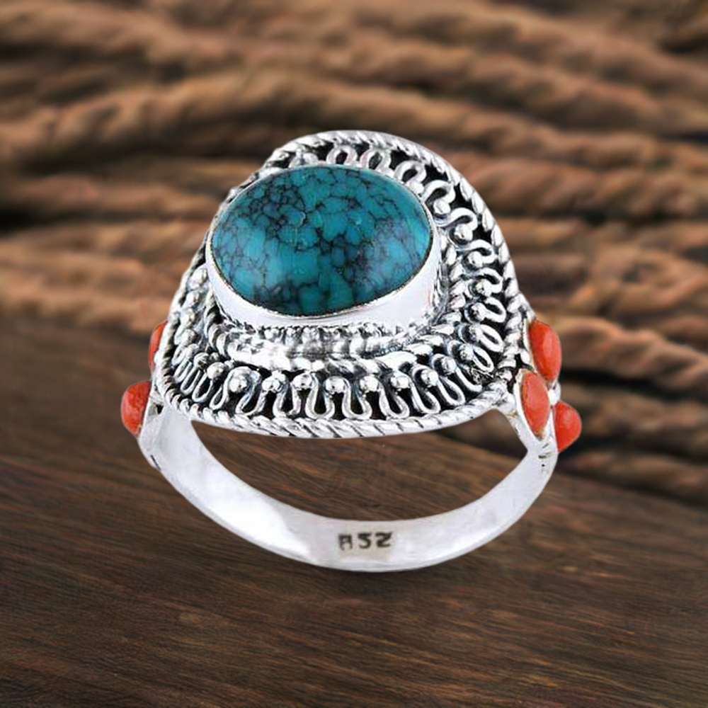 925 Sterling Silver Handmade Rings In Multi Gemstone Jewelry 925SR2935