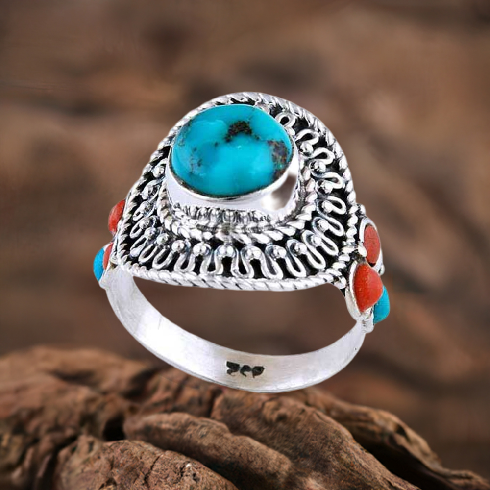 925 Sterling Silver Handmade Rings In Multi Gemstone Jewelry 925SR2936