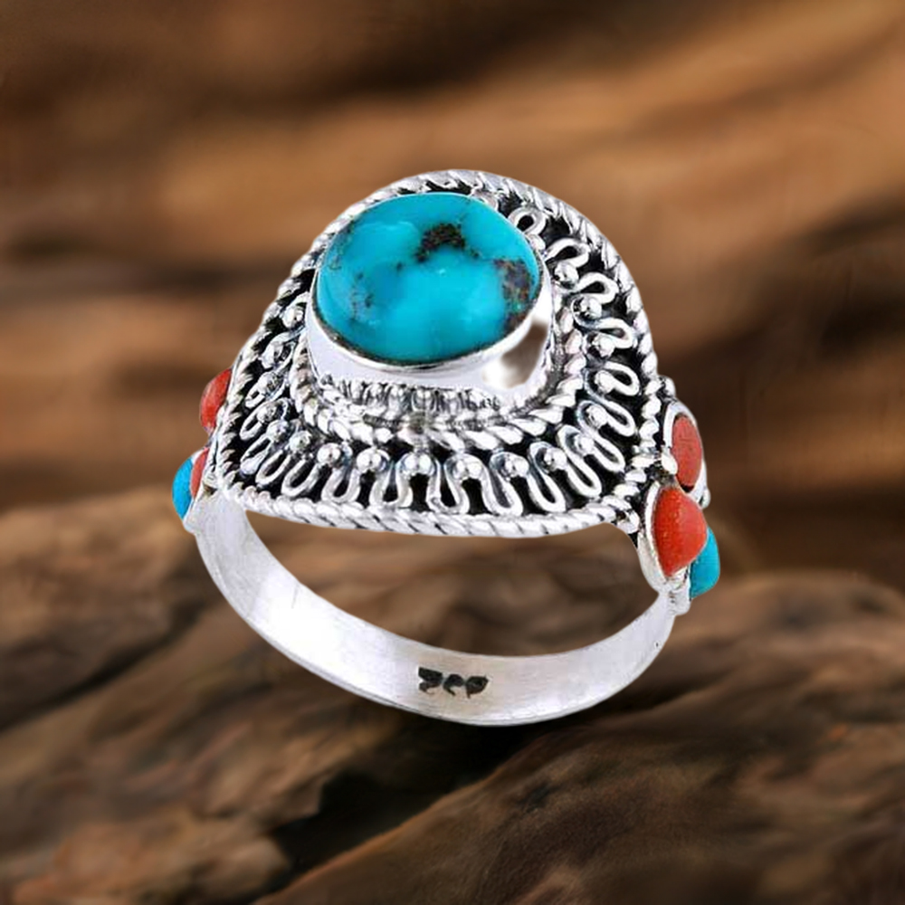 925 Sterling Silver Rings In Natural Multi Gemstone 925SR2937