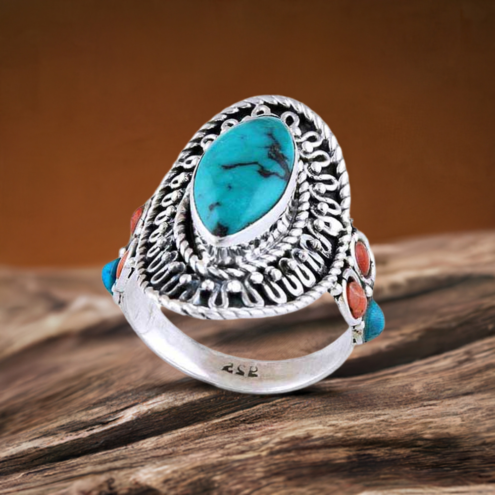 Solid 925 Silver Rings In Natural Multi Gemstone 925SR2940