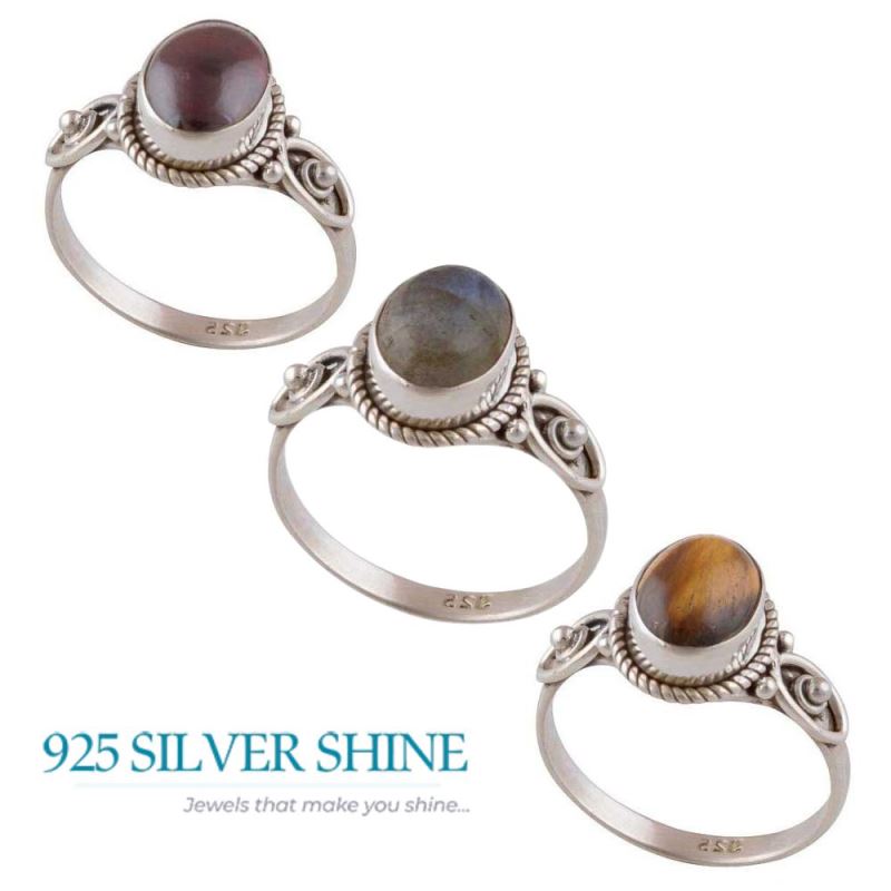Semi Precious Tiger's Eye Gemstone Rings In Solid 925 Silver 925SR2950_2
