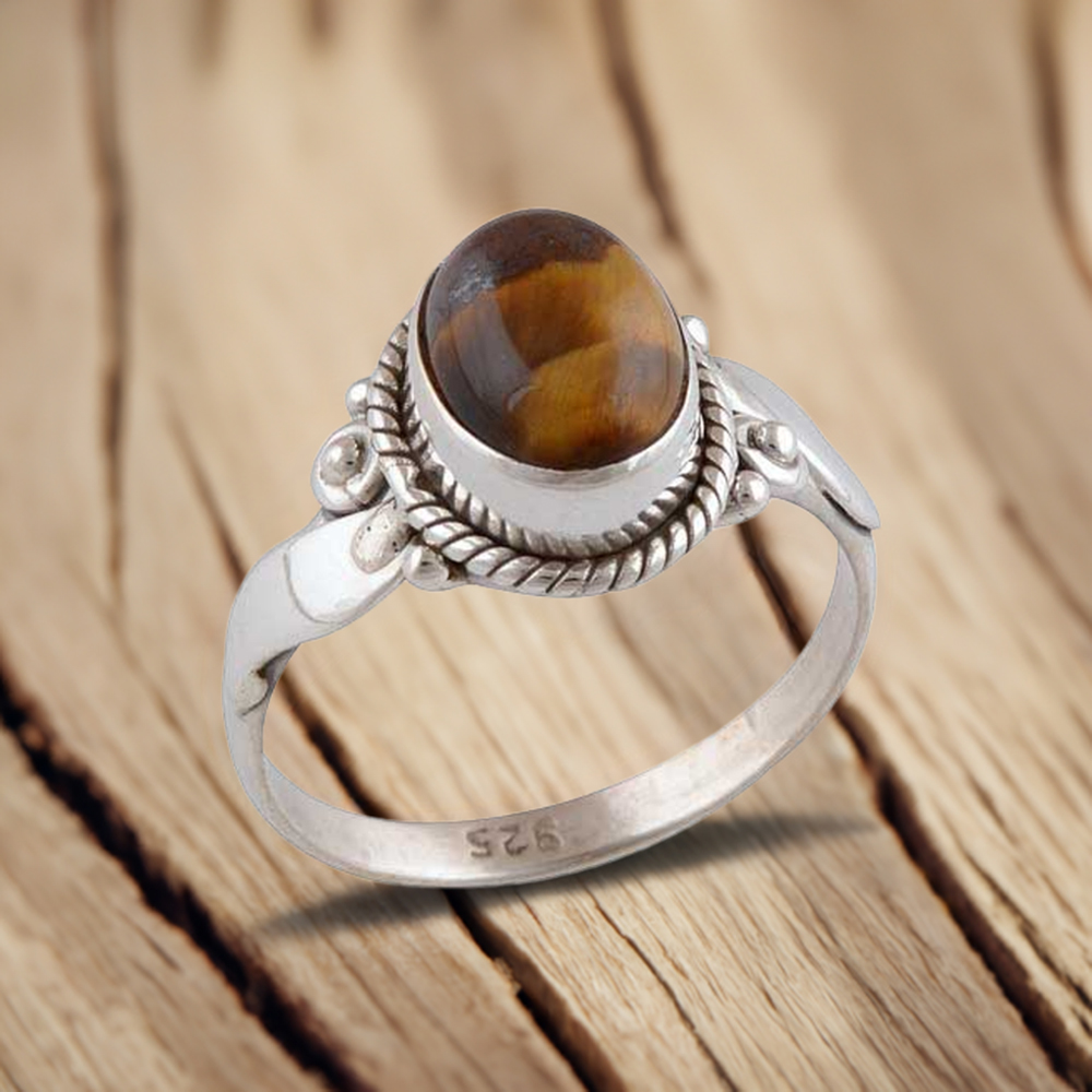 Genuine Tiger's Eye Gemstone Rings In Fine 925 Sterling Silver 925SR2954