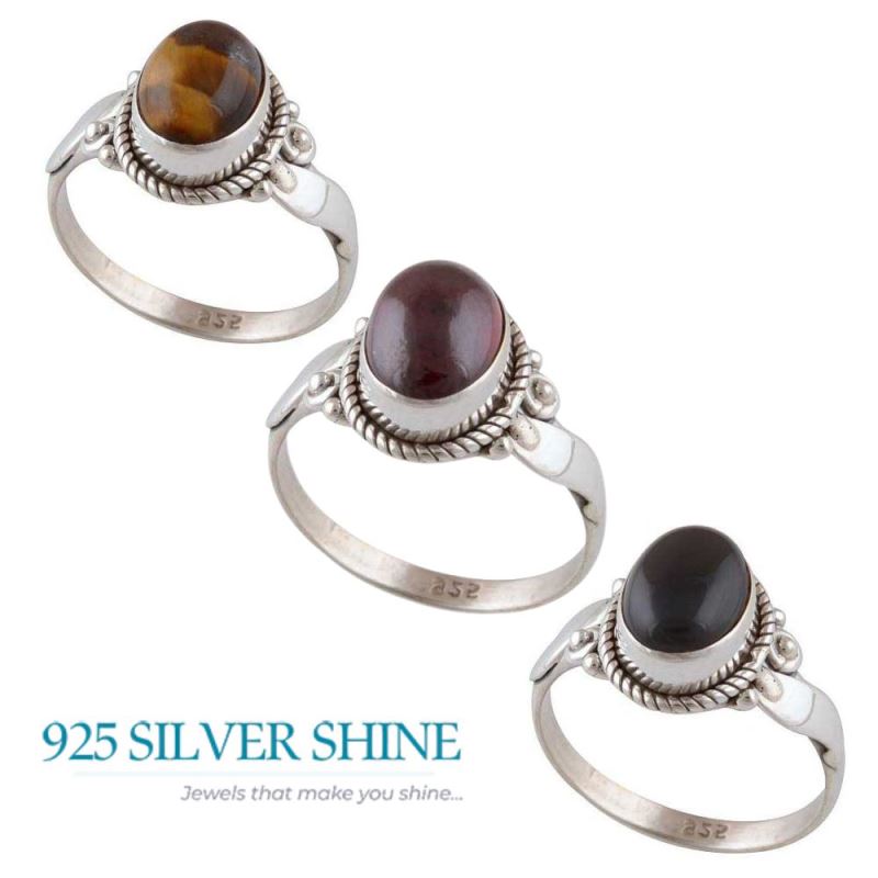 Genuine Tiger's Eye Gemstone Rings In Fine 925 Sterling Silver 925SR2954_2