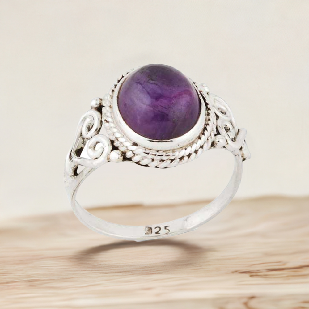 Natural Faceted Amethyst Silver Rings 925SR2956