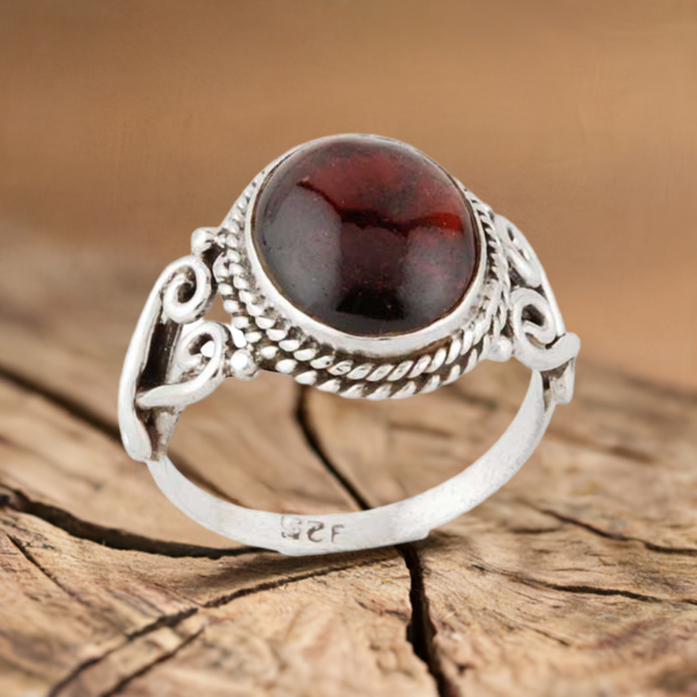 Garnet Gemstone Sterling Silver Engagement Rings 925SR2957