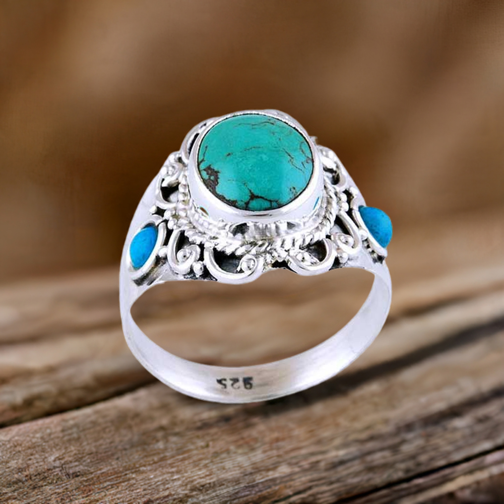 925 Sterling Silver Rings In Natural Turquoise Gemstone 925SR2967