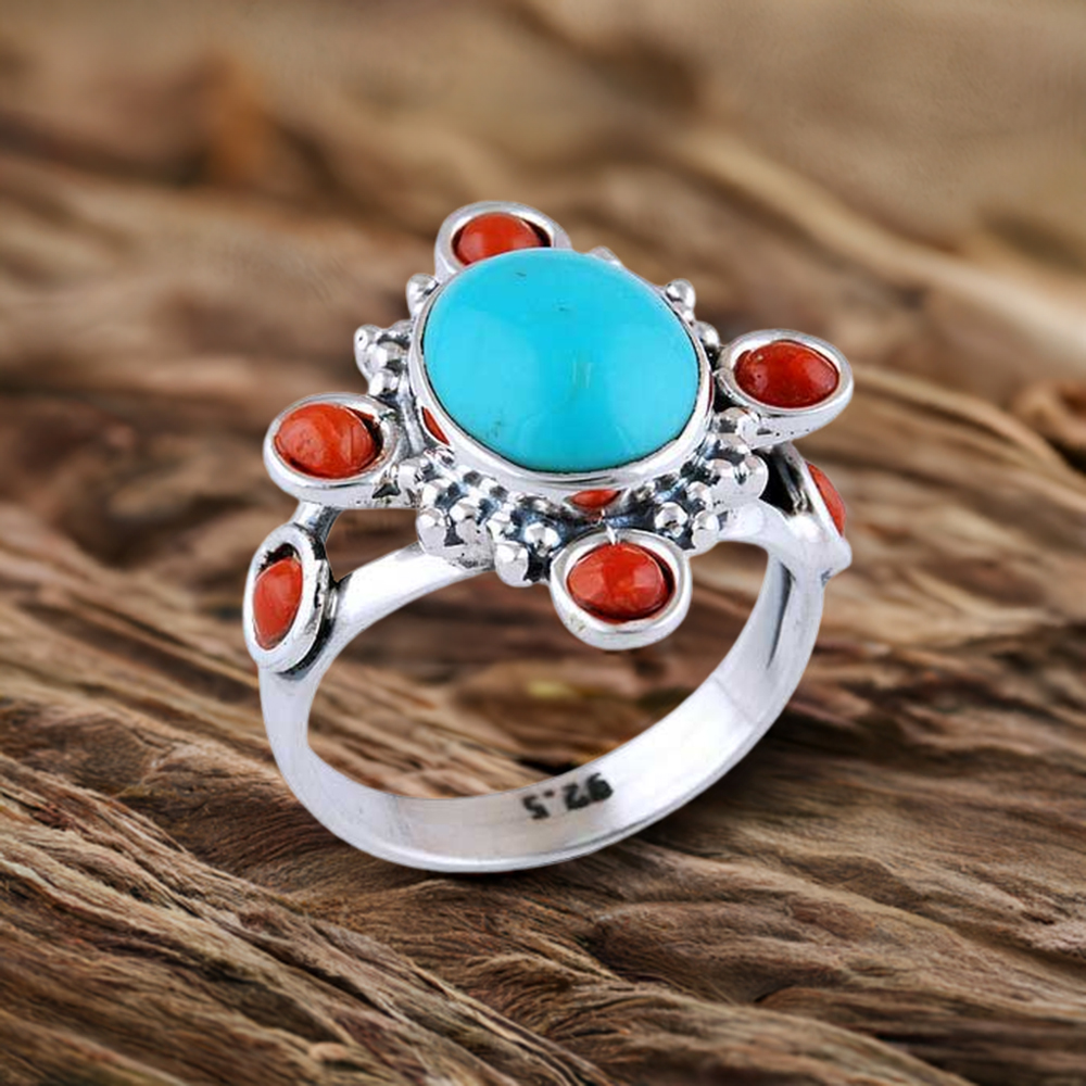 Natural Multi Gemstone Rings In 925 Sterling Silver Jewelry 925SR2973
