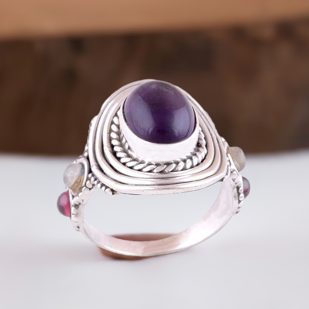 Genuine Multi Gemstone Rings In 925 Sterling Silver Jewelry 925SR2978
