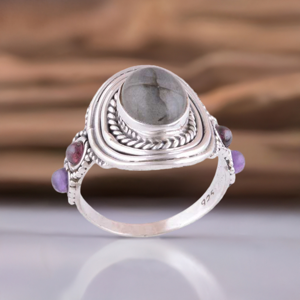 Genuine Multi Gemstone Rings In 925 Sterling Silver Jewelry 925SR2981