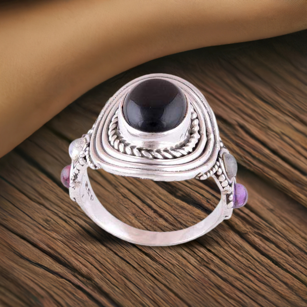 925 Sterling Silver Handmade Rings In Multi Gemstone Jewelry 925SR2985