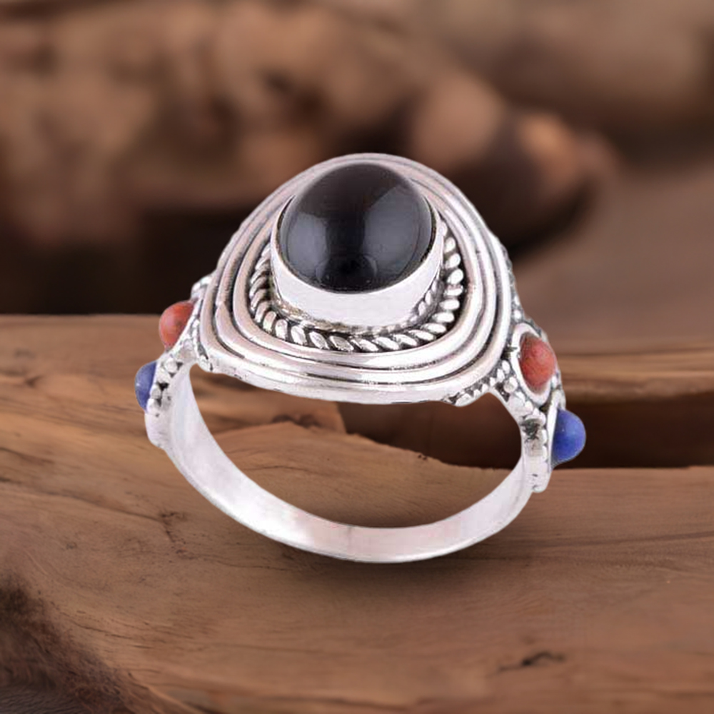 925 Sterling Silver Handmade Rings In Multi Gemstone Jewelry 925SR2986