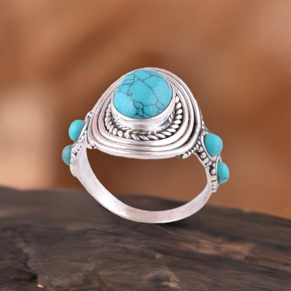 925 Sterling Silver Handmade Rings In Turquoise Gemstone Jewelry 925SR2987
