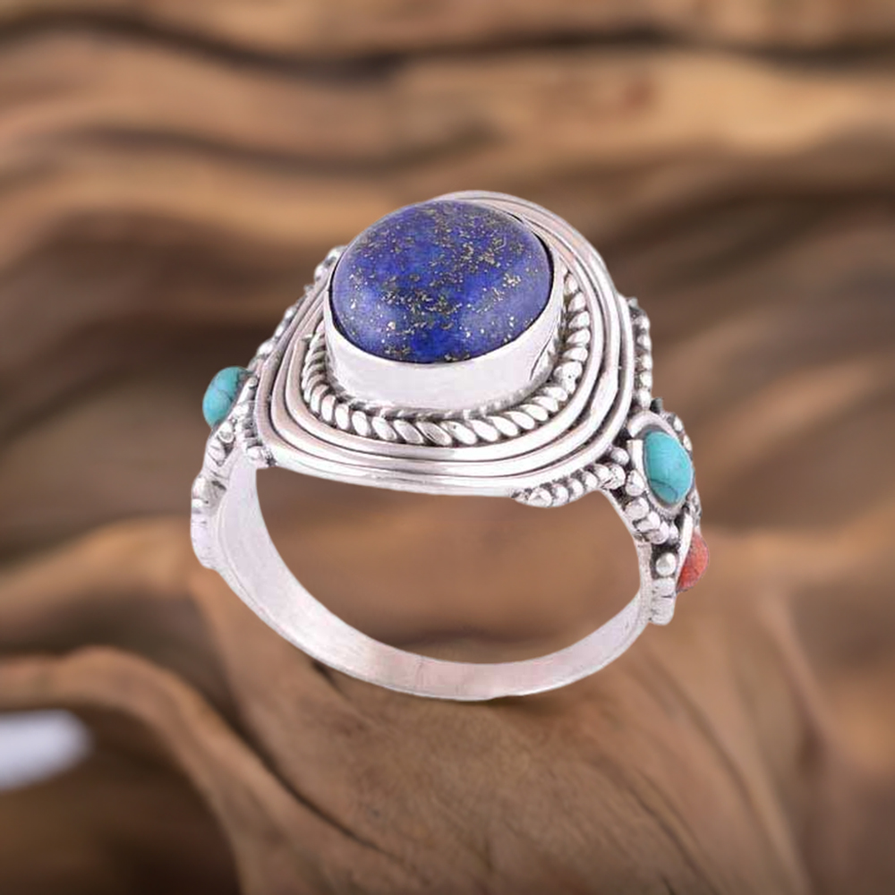 925 Sterling Silver Handmade Rings In Multi Gemstone Jewelry 925SR2990