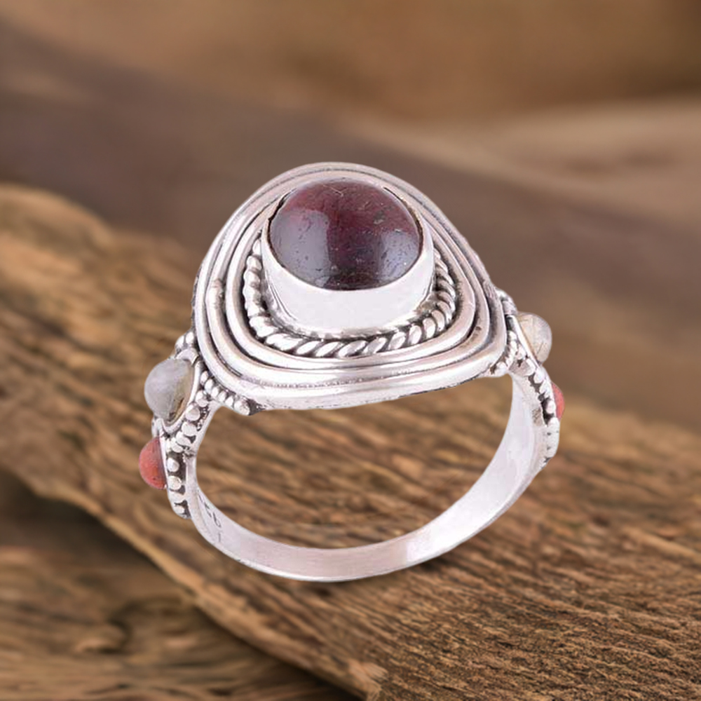 925 Sterling Silver Handmade Rings In Multi Gemstone Jewelry 925SR2996