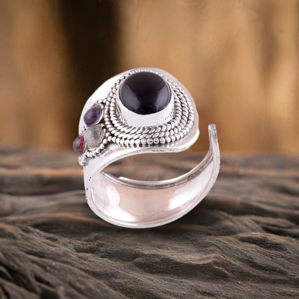 925 Sterling Silver Handmade Rings In Multi Gemstone Jewelry 925SR3006