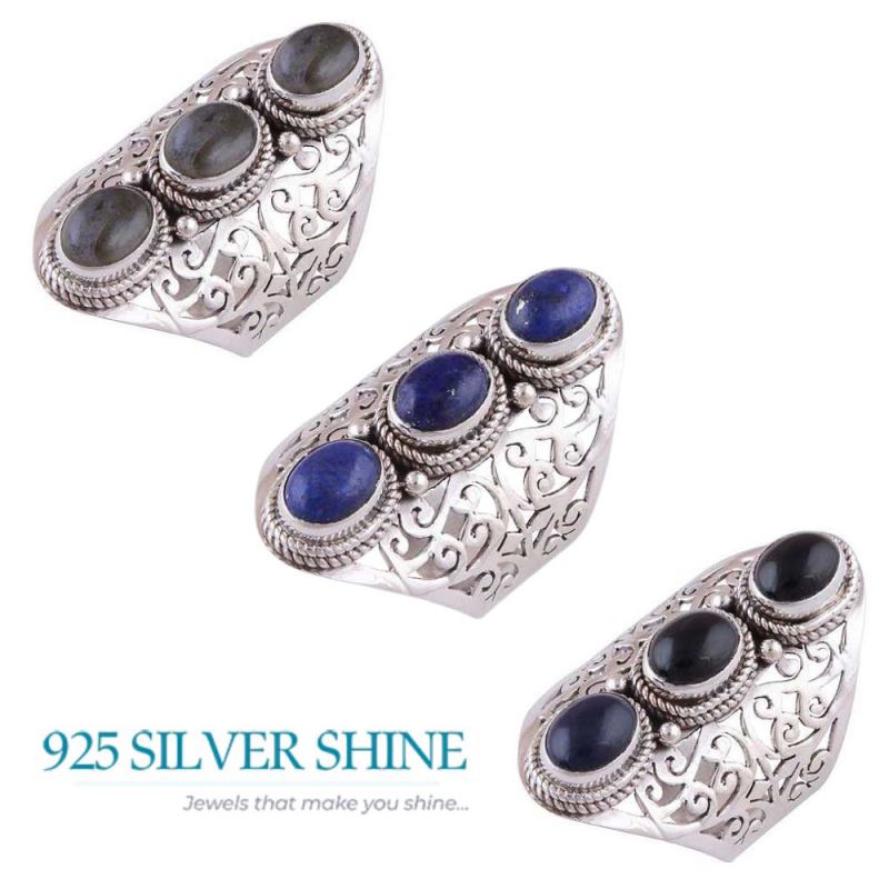 925 Sterling Silver Rings In Genuine Labradorite Gemstone 925SR3018_2