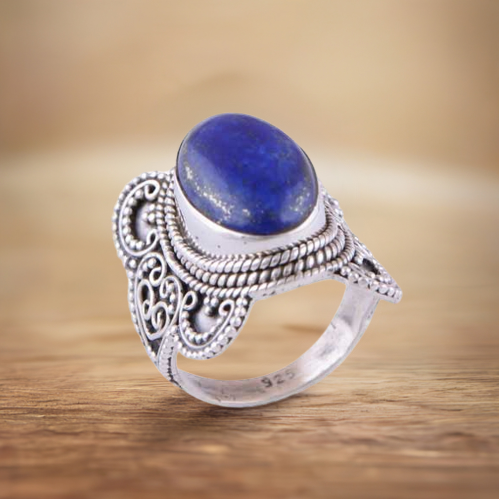 Fine 925 Sterling Silver Rings In Genuine Lapis Gemstone 925SR3024