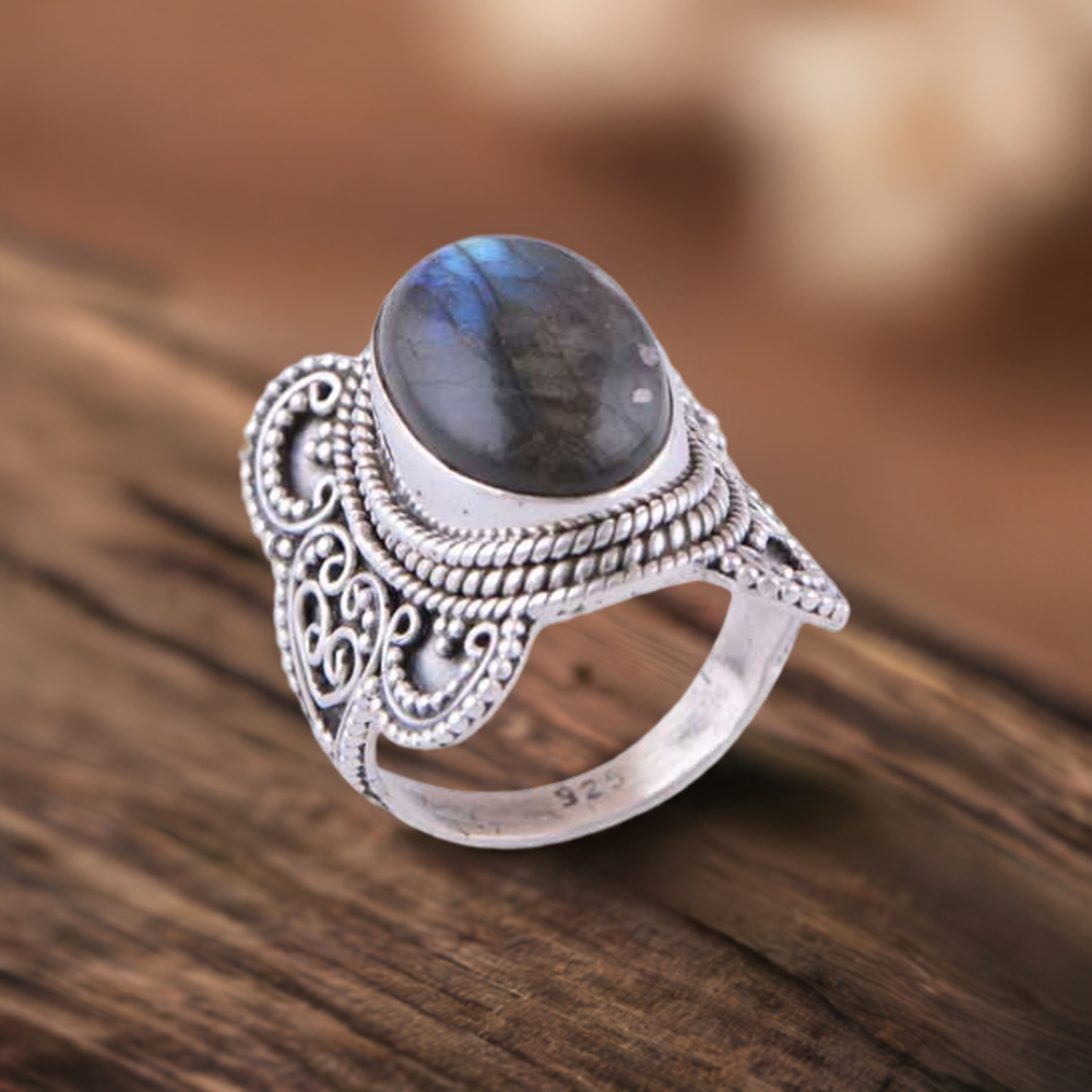 Natural Labradorite Gemstone Rings In 925 Sterling Silver 925SR3025