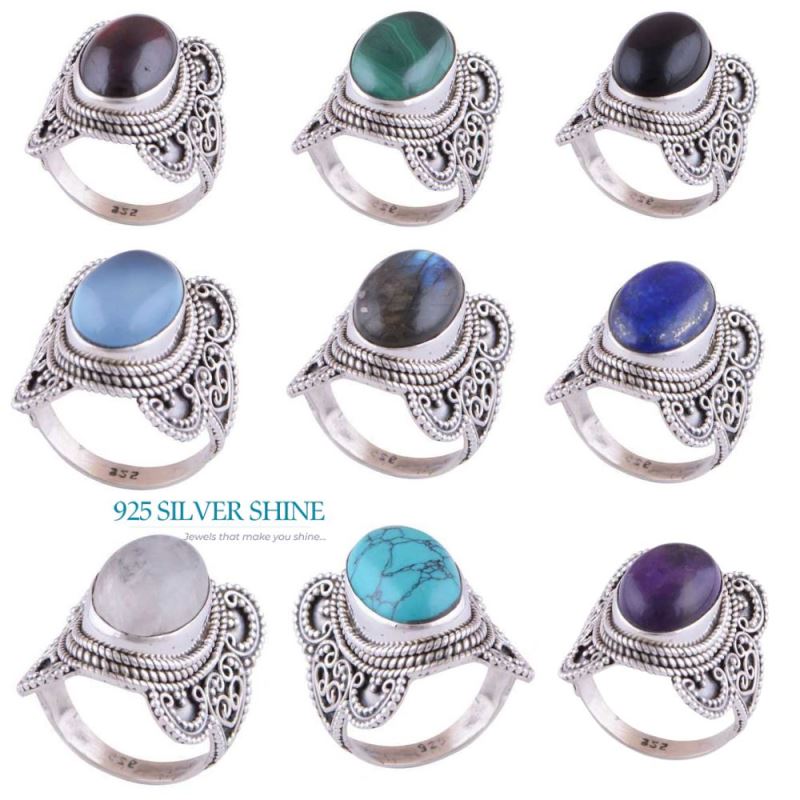 Semi Precious Chalcedony Gemstone Rings In 925 Sterling Silver 925SR3026_2
