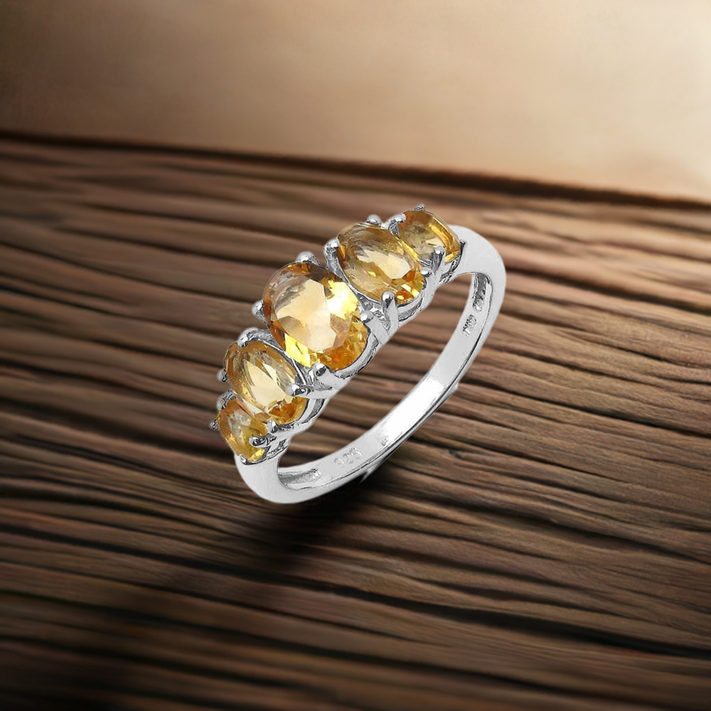 Natural Citrine Gemstone Rings In Fine 925 Sterling Silver 925SR3031