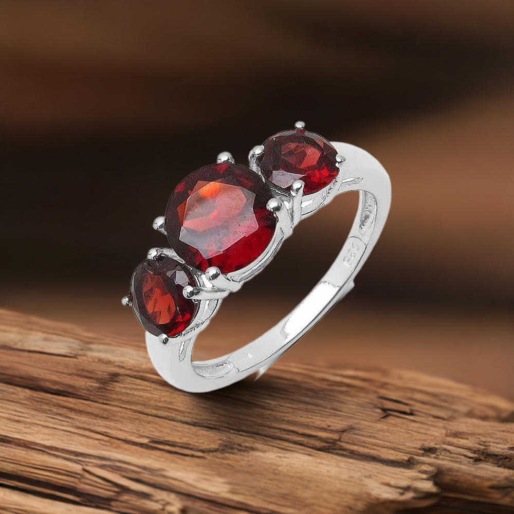 Semi Precious Garnet Gemstone Rings In Fine 925 Sterling Silver 925SR3032
