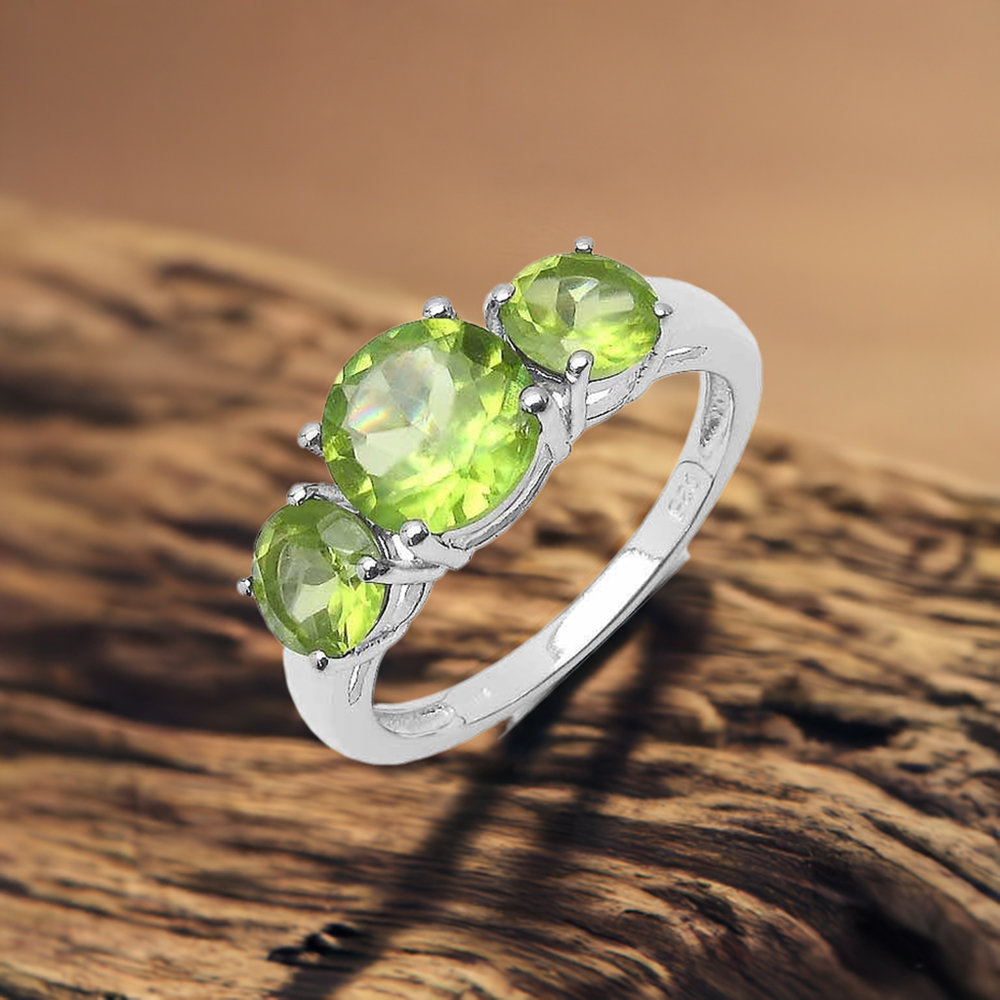 Genuine Peridot Gemstone Rings In Fine 925 Sterling Silver 925SR3033