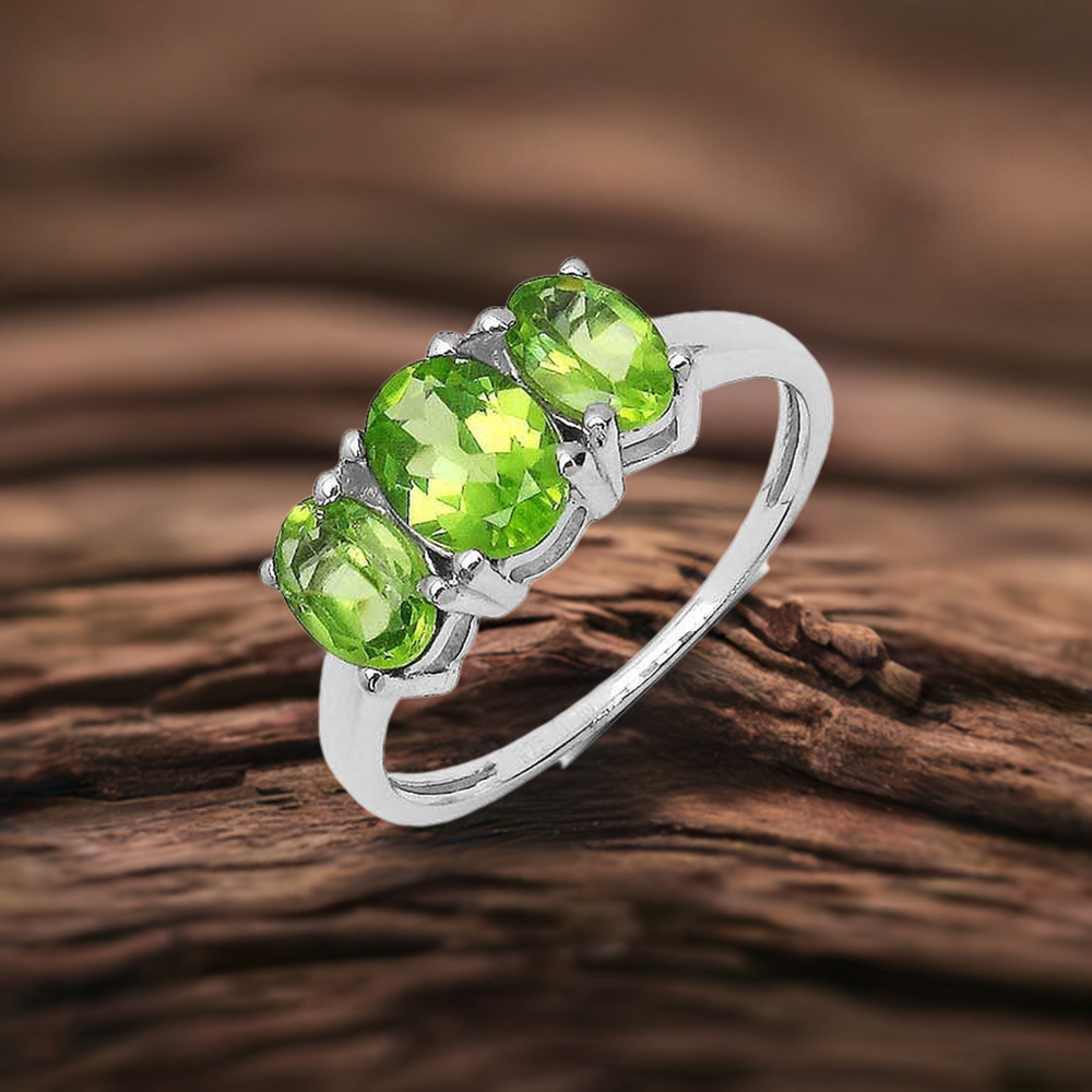 925 Sterling Silver Rings In Natural Peridot Gemstone 925SR3034