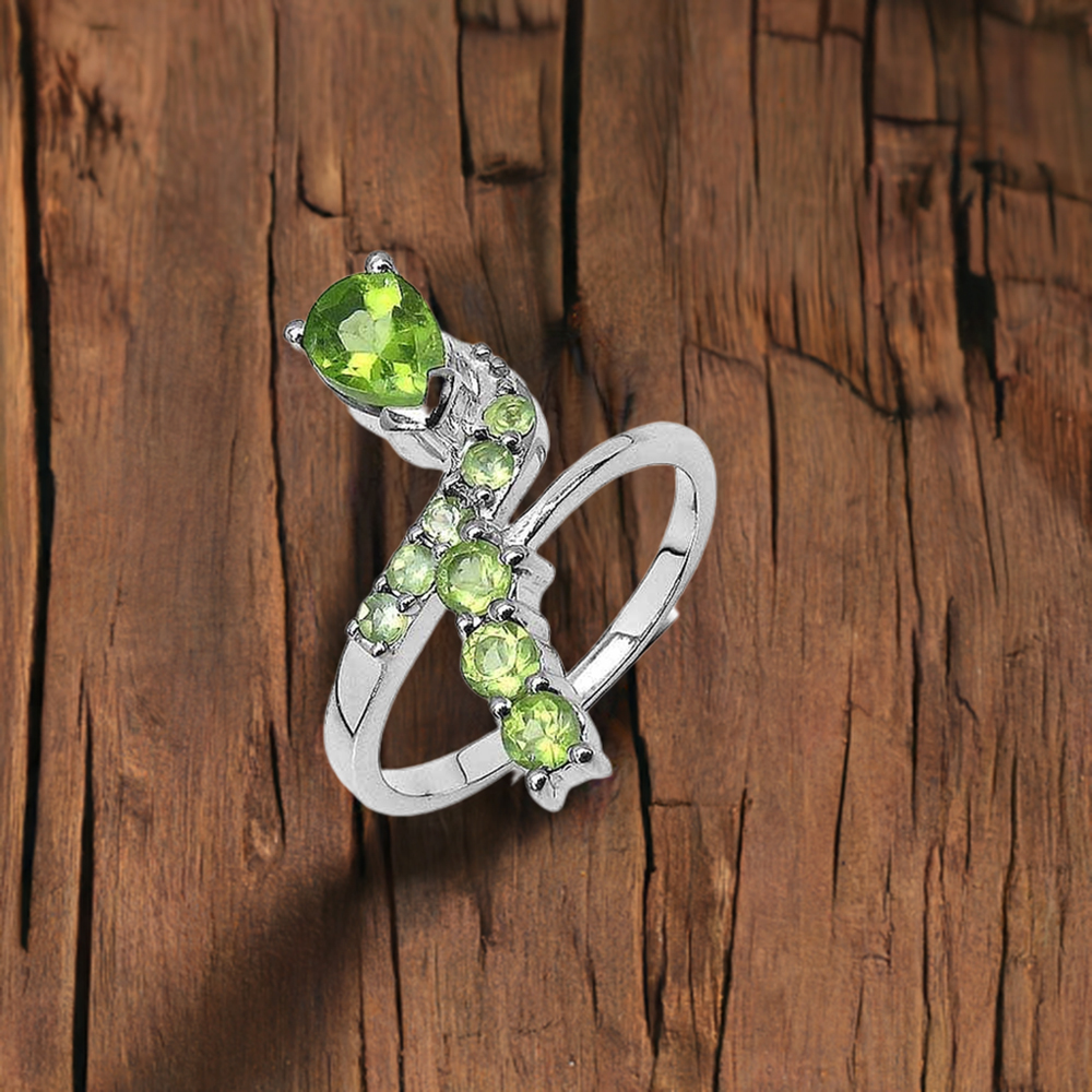 925 Sterling Silver Rings In Genuine Peridot Gemstone 925SR3042