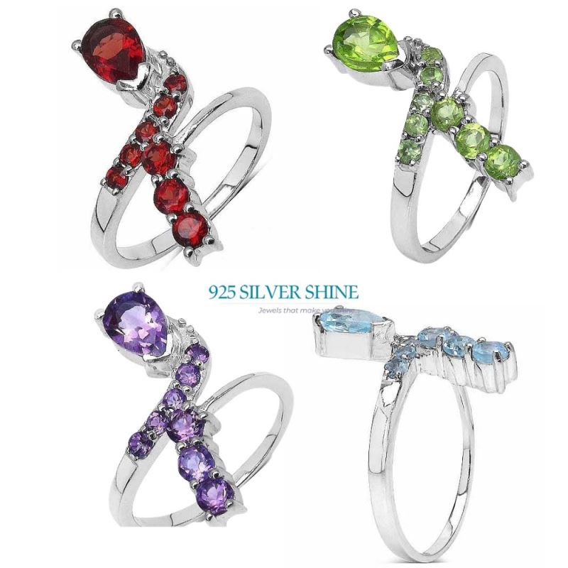 925 Sterling Silver Rings In Genuine Peridot Gemstone 925SR3042_3