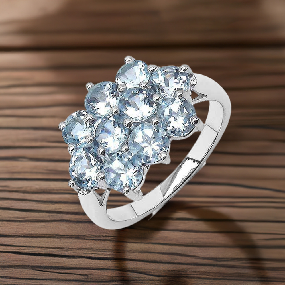 925 Sterling Silver Rings In Semi Precious Blue Topaz Gemstone 925SR3044