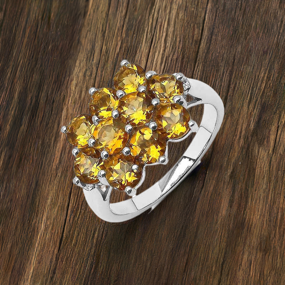 925 Sterling Silver Rings In Genuine Citrine Gemstone 925SR3045