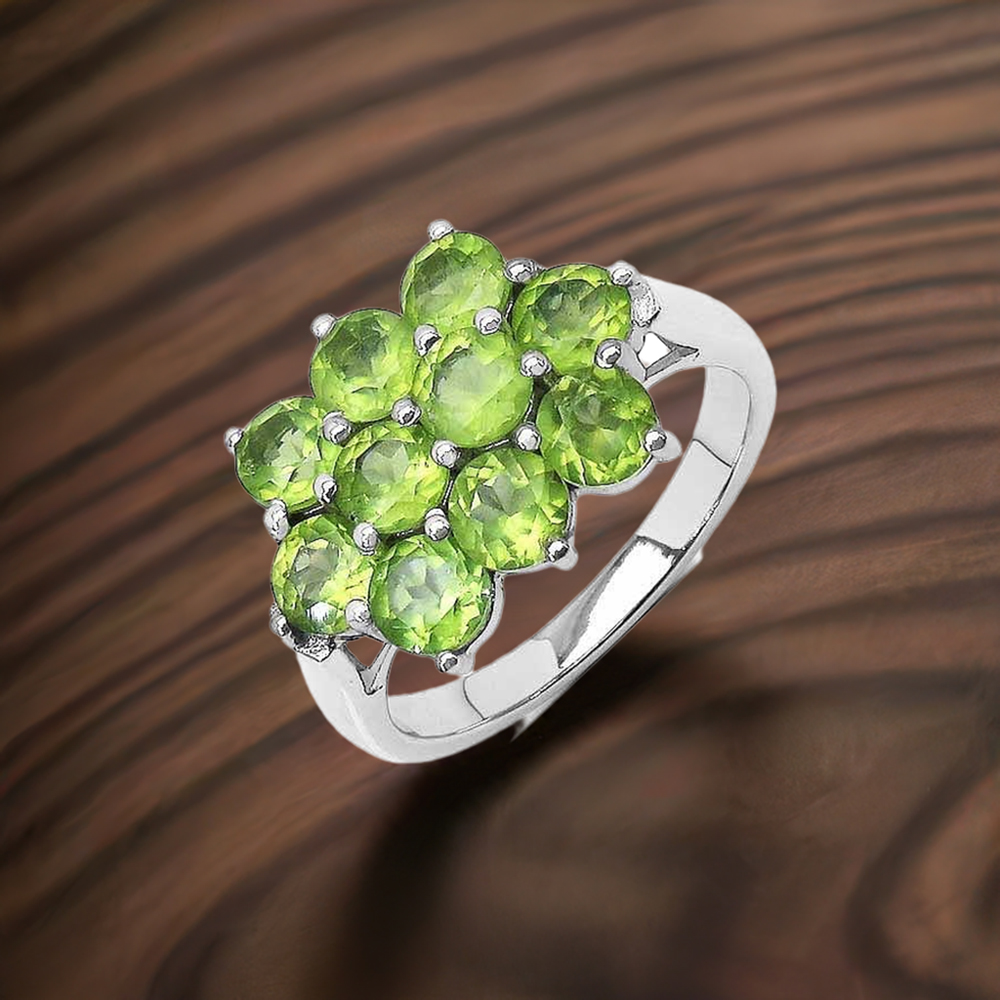 925 Sterling Silver Rings In Semi Precious Peridot Gemstone 925SR3047