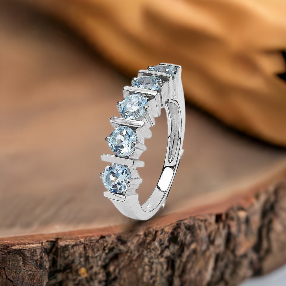 Natural Blue Topaz Gemstone Rings In 925 Sterling Silver Jewelry 925SR3049