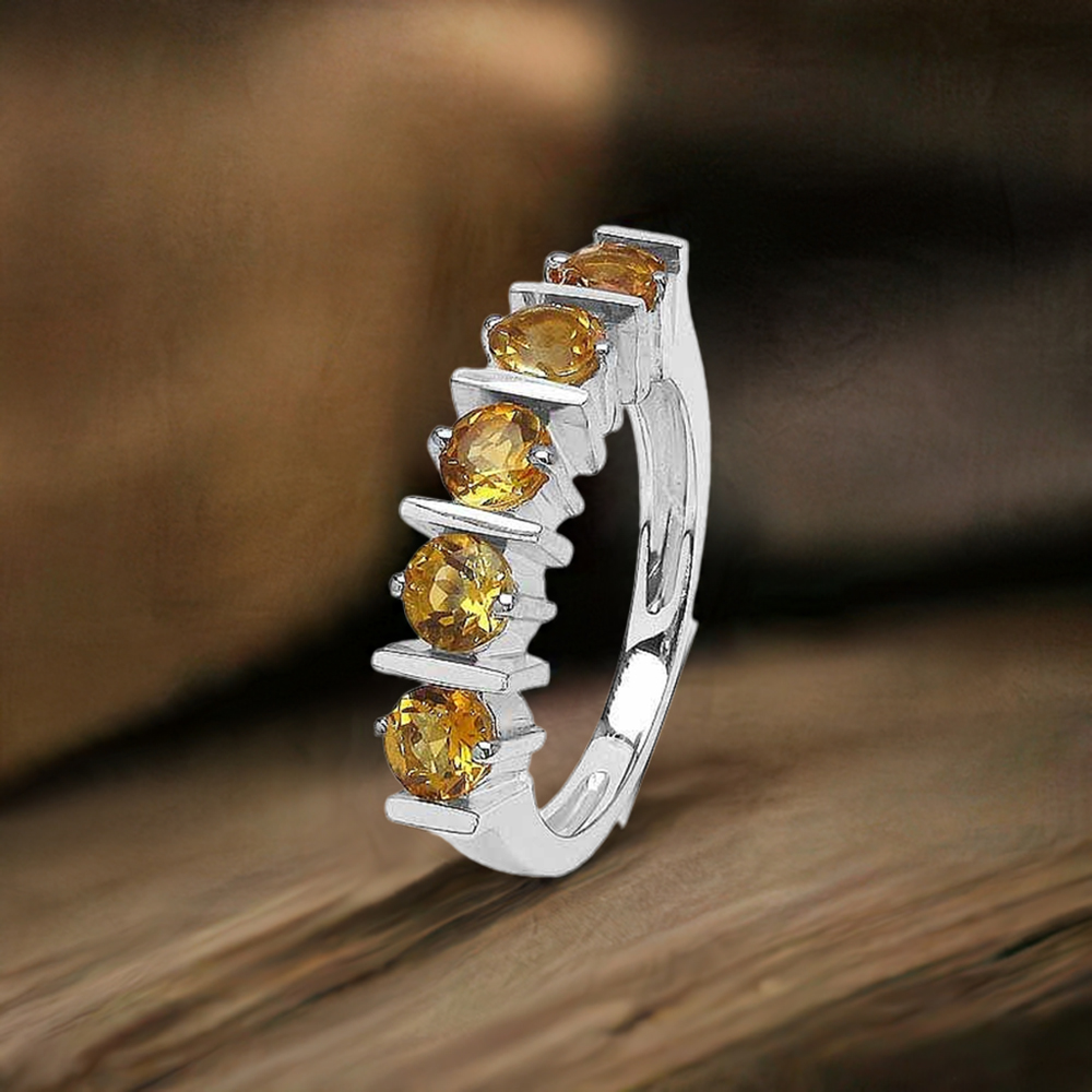 Semi Precious Citrine Gemstone Rings In 925 Sterling Silver Jewelry 925SR3050