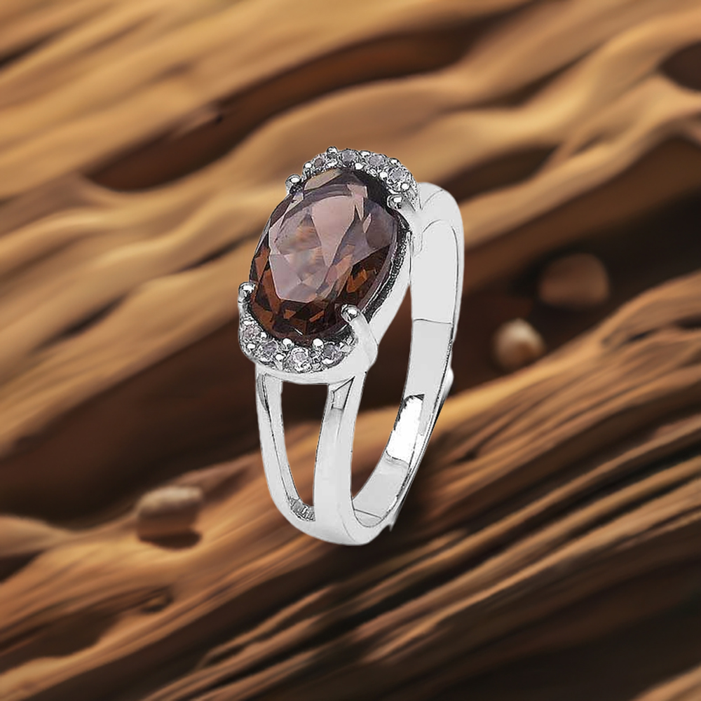 Semi Precious Smoky Quartz Gemstone Rings In 925 Sterling Silver Jewelry 925SR3059