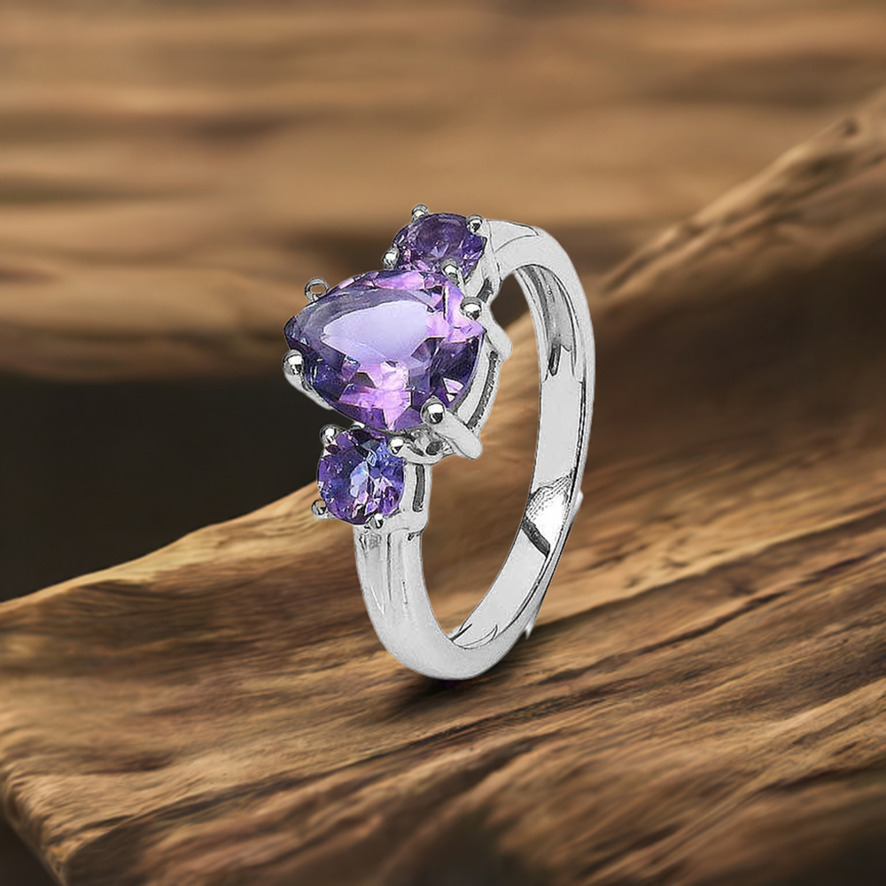 Genuine Amethyst Gemstone Rings In 925 Sterling Silver Jewelry 925SR3060