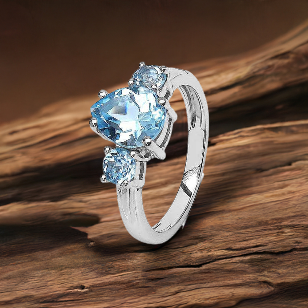 925 Sterling Silver Rings In Blue Topaz Gemstone Jewelry 925SR3061