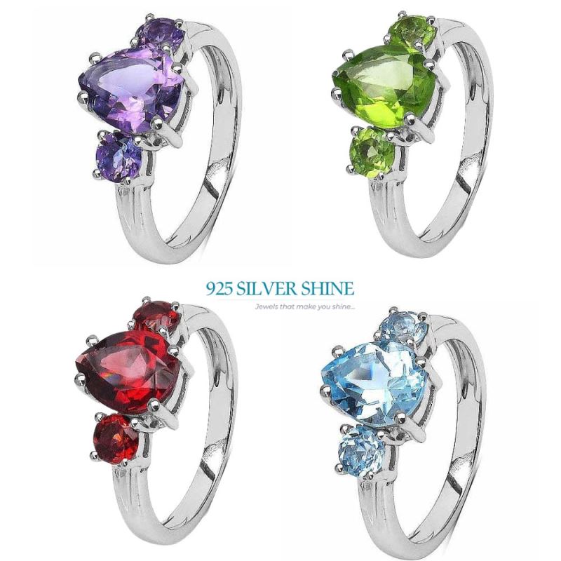 925 Sterling Silver Rings In Blue Topaz Gemstone Jewelry 925SR3061_3