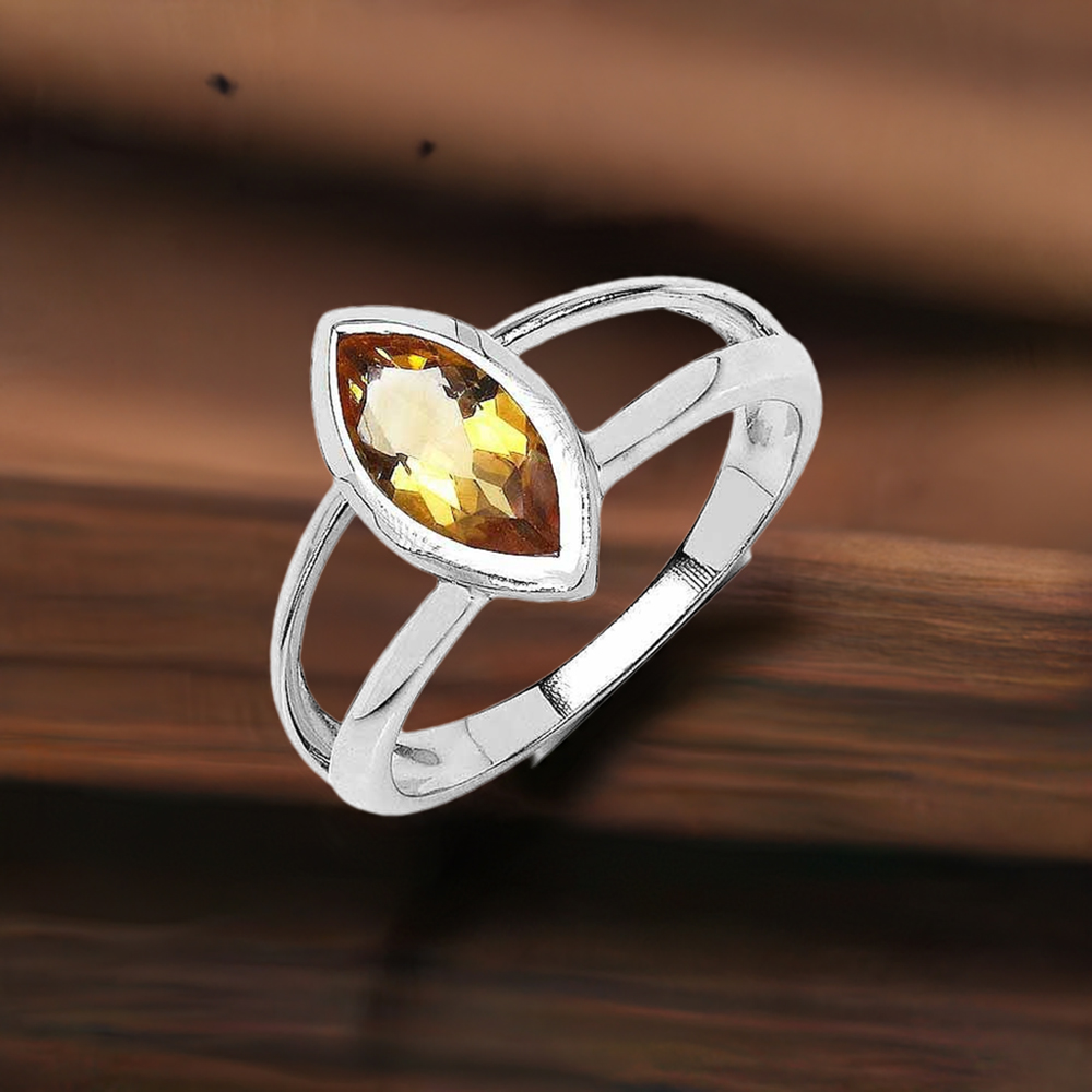 Sterling Silver Citrine Cut Stone Wrap Ring 925SR3070