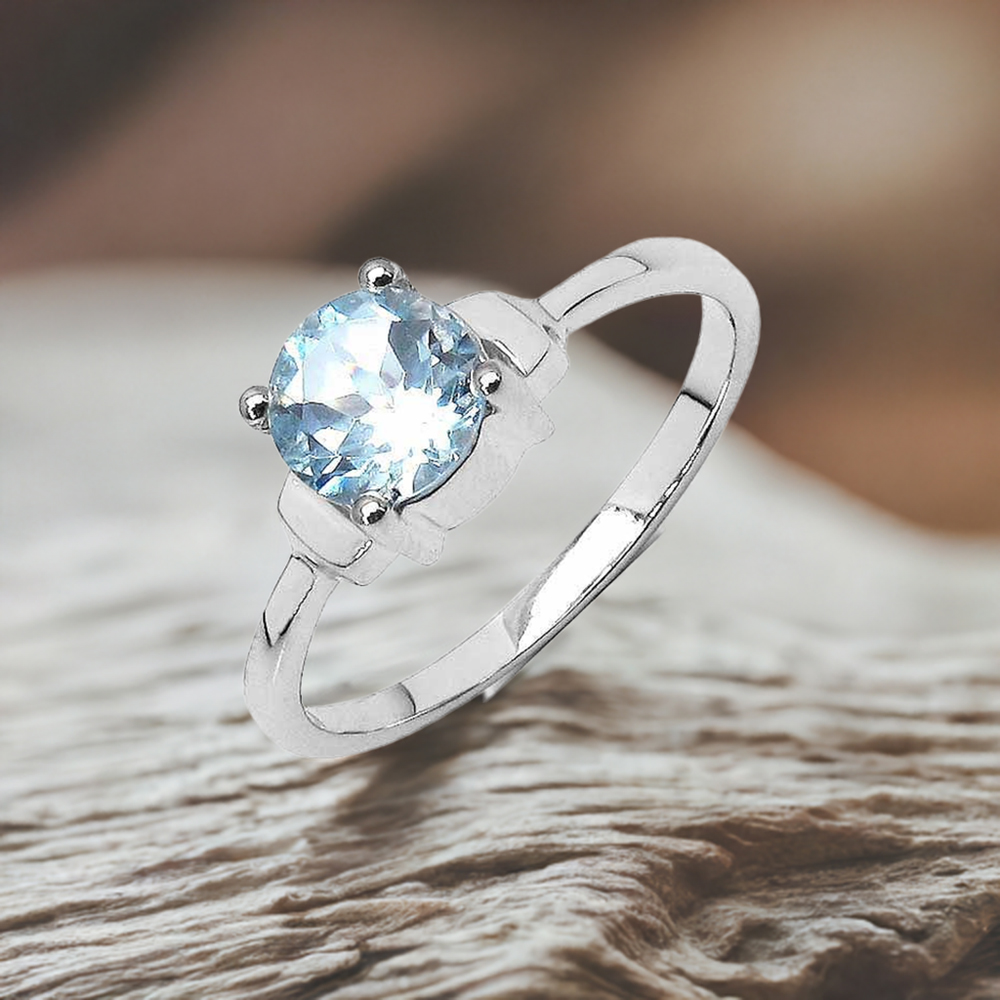 925 Sterling Silver Handmade Rings In Blue Topaz Gemstone Jewelry 925SR3077