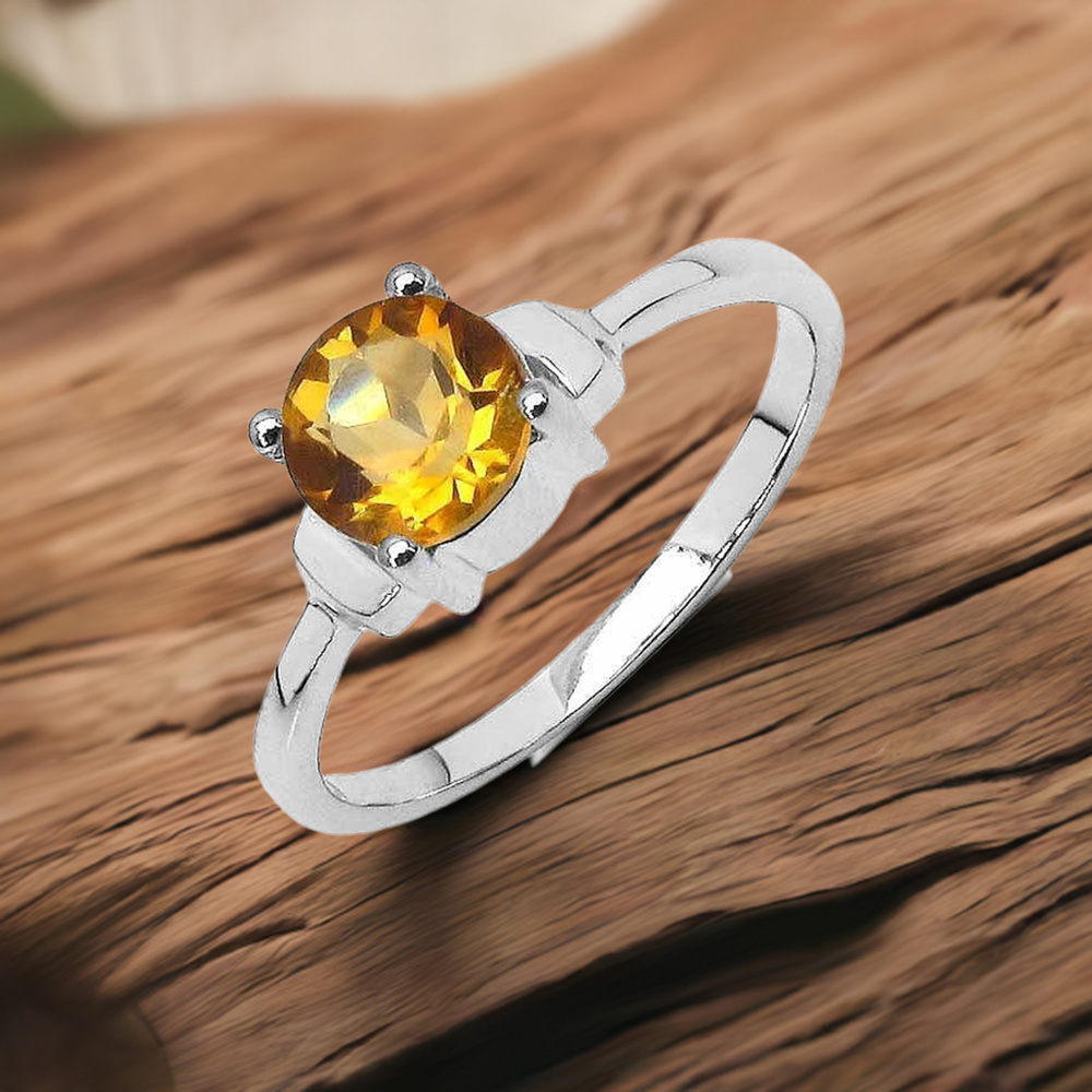 Natural Citrine Gemstone Sterling Silver Rings 925SR3078