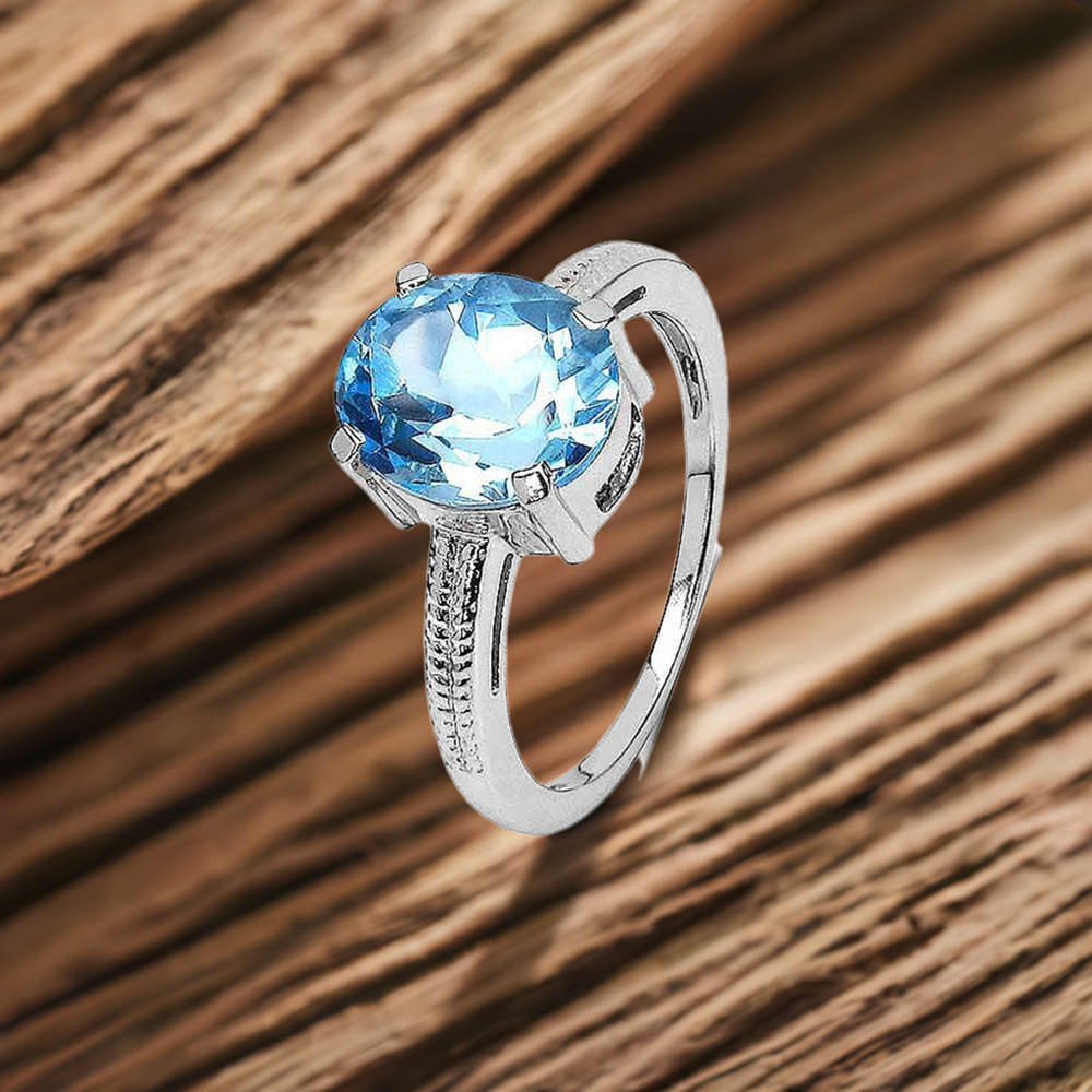 925 Sterling Silver Handmade Rings In Blue Topaz Gemstone Jewelry 925SR3086