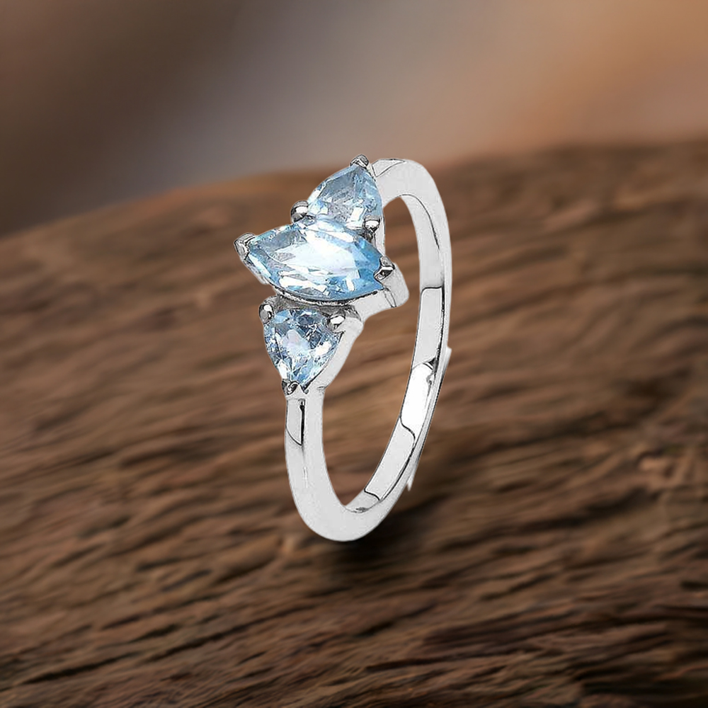 925 Sterling Silver Handmade Rings In Blue Topaz Gemstone Jewelry 925SR3089