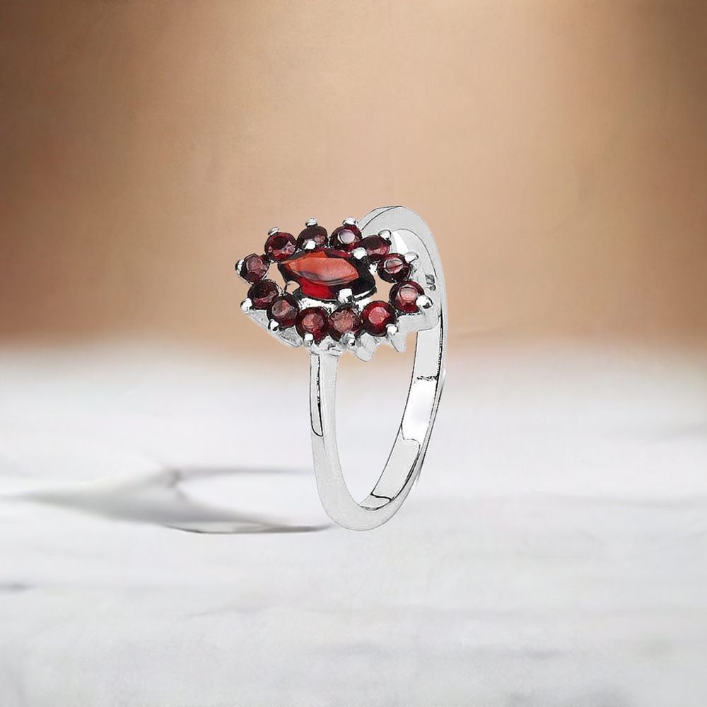 Natural Garnet Gemstone Rings In Solid 925 Silver 925SR3107