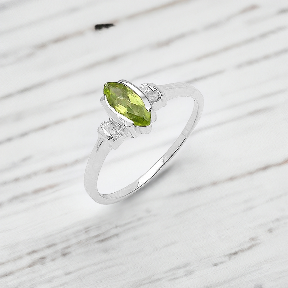 Peridot Gemstone Sterling Silver Anniversary Rings 925SR3108