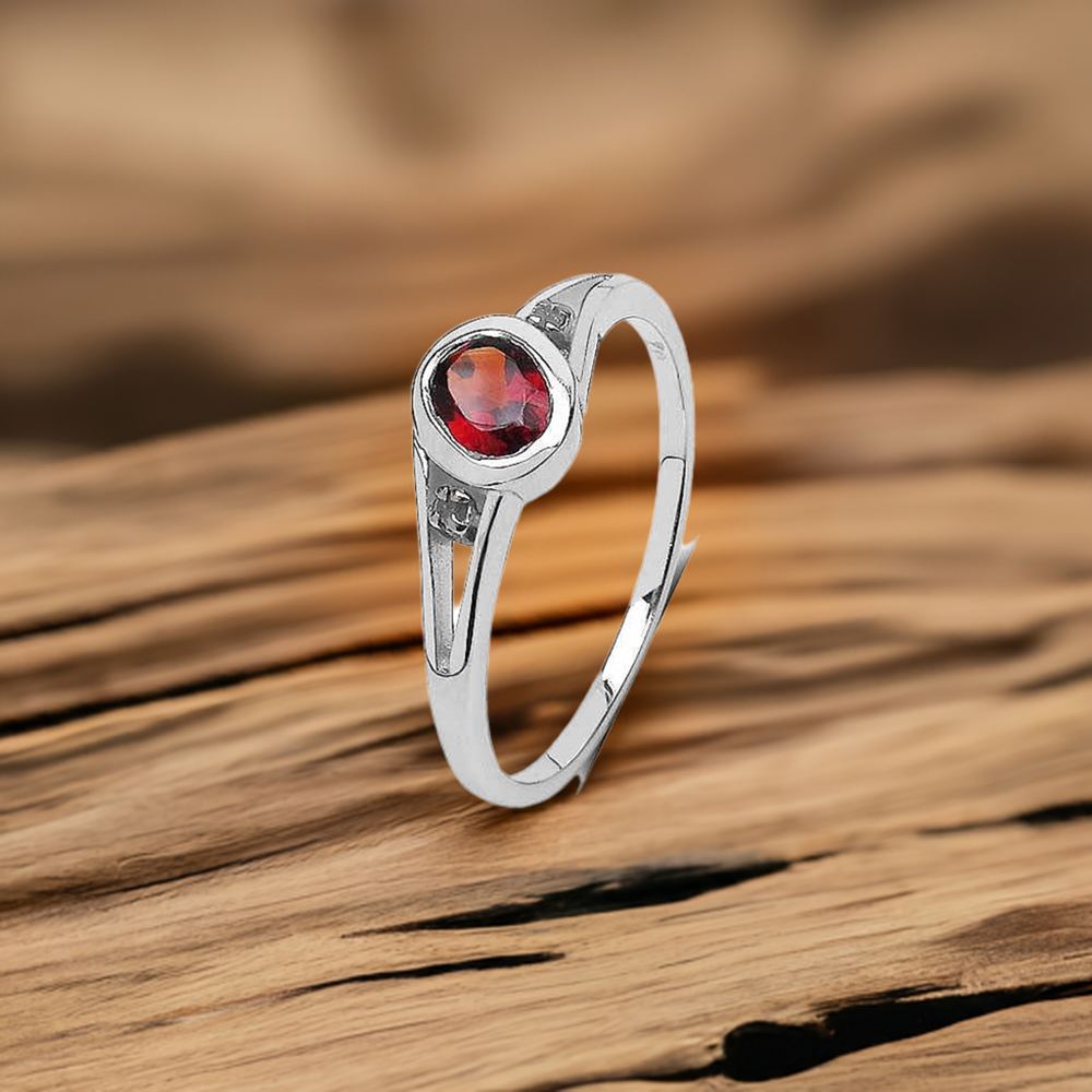 Garnet January Birthstone Sterling Silver Rings 925SR3113